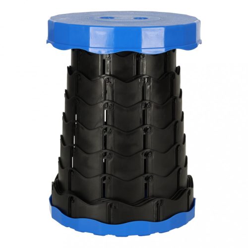 Összecsukható szék, kihúzható zsámoly, zsámoly otthonra, kertbe, kempingbe, kék