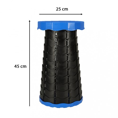 Összecsukható szék, kihúzható zsámoly, zsámoly otthonra, kertbe, kempingbe, kék