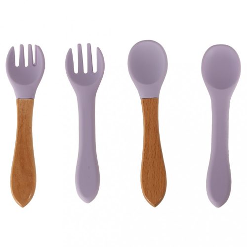 OEM Gyermek szilikon evőeszköz rák 9 darabos készlet lila