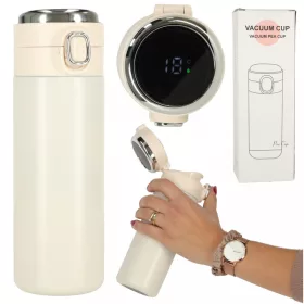   Termálvizes palack bögre szájrésszel LED termosz 420ml, bézs