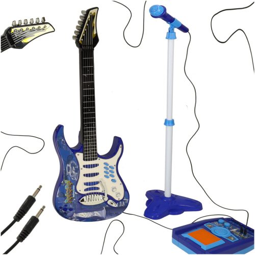 Elektromos rockgitár erősítős mikrofonnal gyerekeknek kék