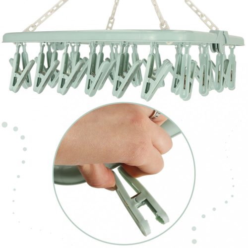 Ruhaszárító akasztó zoknihoz és fehérneműhöz, 32 kapcsos, kék