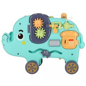   Elephant Montessori manipulációs tábla, lyukasztó, válogató, blokkok, kalapács, 26 cm