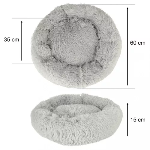 Kutyaágy, plüss párna, 60 cm, világosszürke