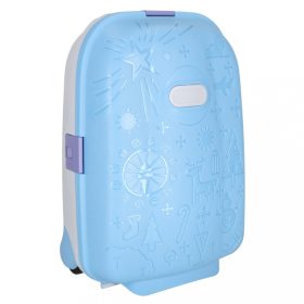   Kabinos utazóbőrönd kerekes gyerekeknek, névvel ellátott LED-es kézipoggyász, kék 43 cm x 30 cm x 19 cm