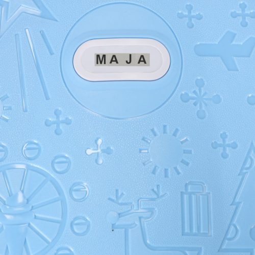 Kabinos utazóbőrönd kerekes gyerekeknek, névvel ellátott LED-es kézipoggyász, kék 43 cm x 30 cm x 19 cm