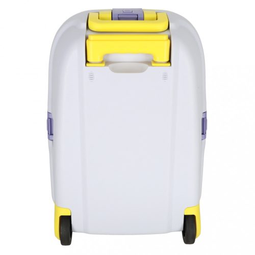 Kabinos utazóbőrönd kerekes gyerekeknek, LED-es kézipoggyász névvel, sárga 43 cm x 30 cm x 19 cm