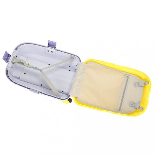 Kabinos utazóbőrönd kerekes gyerekeknek, LED-es kézipoggyász névvel, sárga 43 cm x 30 cm x 19 cm