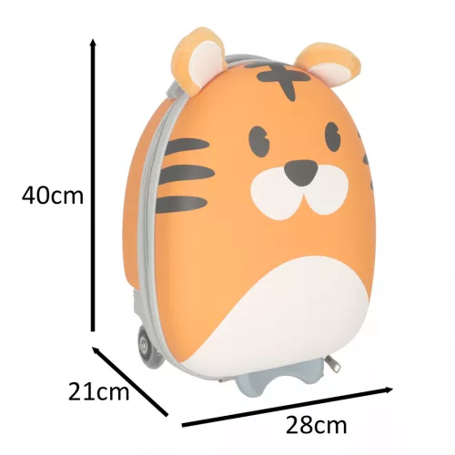 Utazóbőrönd gyerekeknek, kézipoggyász kerekeken, tigris 25 l