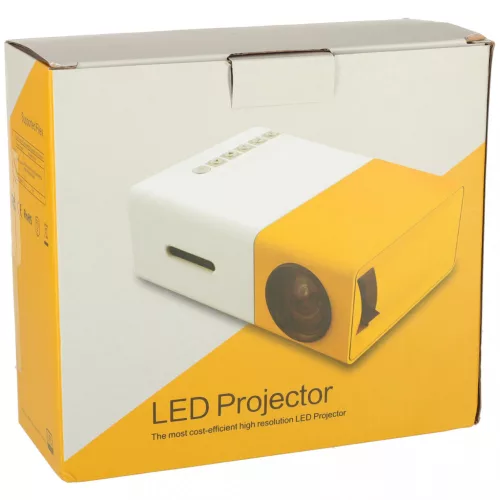 Mini projektor hordozható projektor LED TFT LCD 1920x1080 24-60" USB HDMI 12V fehér és narancs