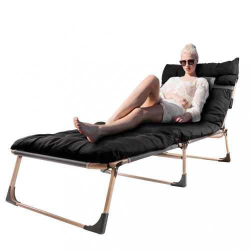 Összecsukható üzleti tábori ágy 193 cm, fekete