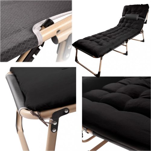 Összecsukható üzleti tábori ágy 193 cm, fekete