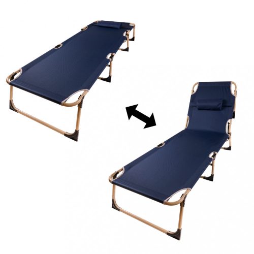 Összecsukható kemping kempingágy, kenu, 193 cm, sötétkék