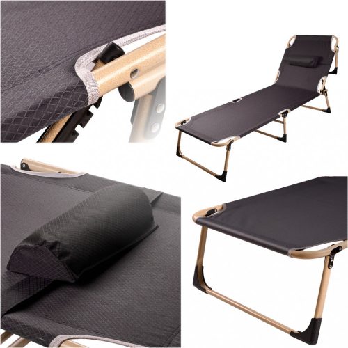 Összecsukható kemping kempingágy, kenu, 193 cm, szürke