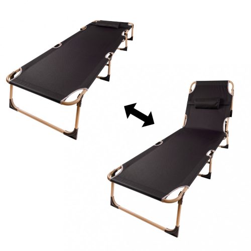 Összecsukható kemping kempingágy, kenu, 193 cm, szürke