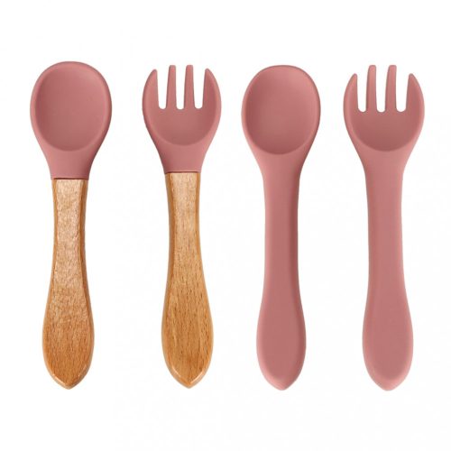 Szilikon edények gyerekeknek, mókus, 9 elemes készlet, sötét rózsaszín