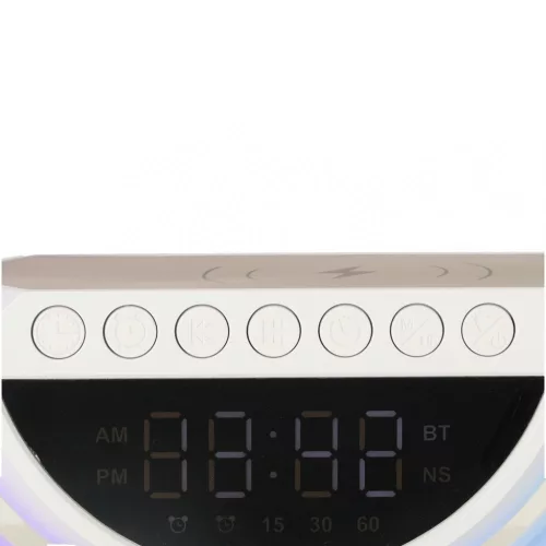 RGB LED lámpa, indukciós töltő, rádió, ébresztőóra
