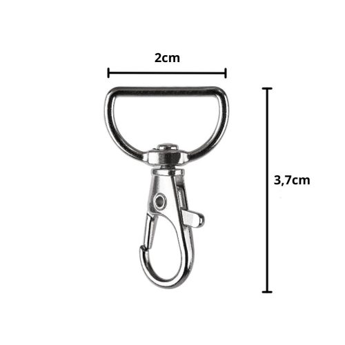 Fém karabiner 2 mm 500 db. 3.7 cm x 2 cm