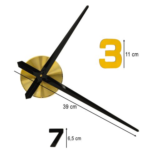 DIY Öntapadós Falióra Állítható 100-120 cm Fekete Arany 12 Számjegyű