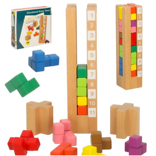 Fa oktatási blokkok Montessori puzzle színes