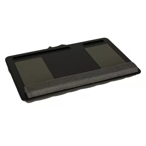 Laptop asztal, hordozható ágytálcás térdtámasz, fekete, párnával