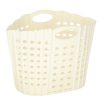 Mosodakosár, összecsukható, fürdőszobai rendszerező fogantyúval, krémszínű