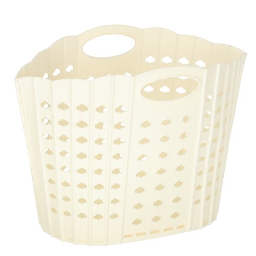 Mosodakosár, összecsukható, fürdőszobai rendszerező fogantyúval, krémszínű