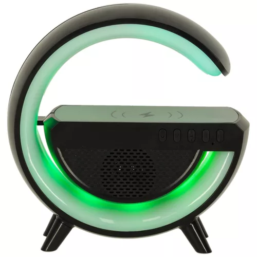 LED-es éjszakai lámpa RGB hangszóró indukciós töltő rádió ébresztőóra, fekete