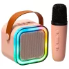 Karaoke szett mikrofonnal + hordozható hangszóró BLUETOOTH USB LED rózsaszín