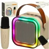 Karaoke szett mikrofonnal + hordozható hangszóró BLUETOOTH USB LED bézs