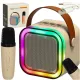 Karaoke szett mikrofonnal + hordozható hangszóró BLUETOOTH USB LED bézs