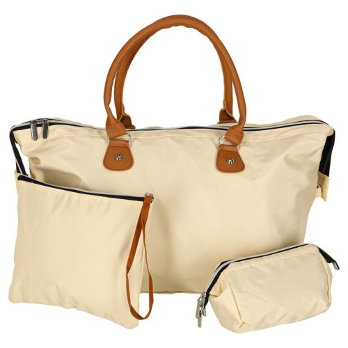 Multifunkcionális utazótáska babakocsiba anyukának, bézs szett