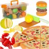 Zöldségek, gyümölcsök, ételek a pizza, hamburger, tépőzáras fehérrépa szeletelésének megtanulásához 36 db.