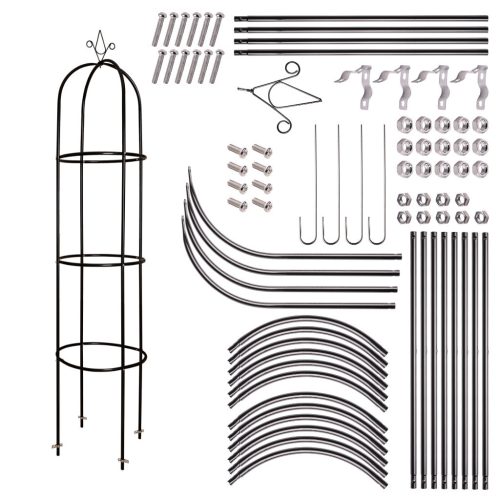 Kerti pergola oszlopos harangtartó rózsákhoz, futóvirágokhoz, fémből, 195 cm