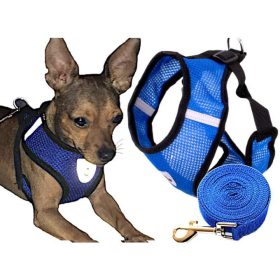   OEM Hám XL méretű kutyák számára + póráz Derékbőség: 53-69cm kék