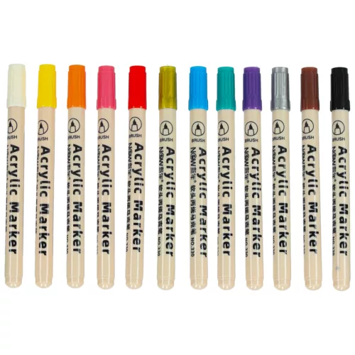 Markere acrilice pentru aplicarea pietrelor textile, pixuri cu vârf de pâslă, markere impermeabile pentru DIY, 12 buc.