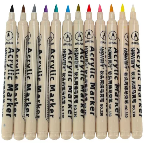 Markere acrilice pentru aplicarea pietrelor textile, pixuri cu vârf de pâslă, markere impermeabile pentru DIY, 12 buc.
