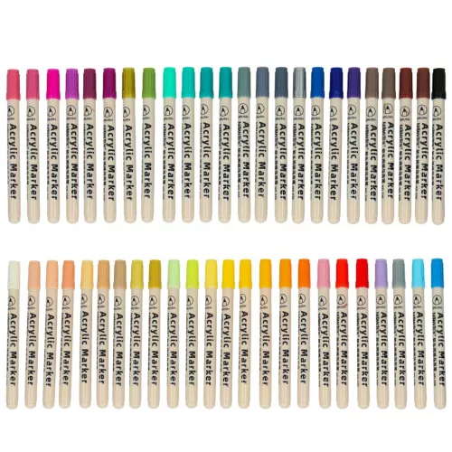 Markere acrilice pentru textile, pietre, pixuri cu vârf de pâslă, markere impermeabile, DIY 48 buc.