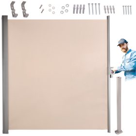   LUARO terasz oldalsó napellenző feltekerhető árnyékoló 180 x 400 cm bézs