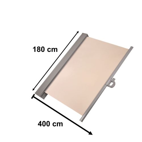 LUARO terasz oldalsó napellenző feltekerhető árnyékoló 180 x 400 cm bézs