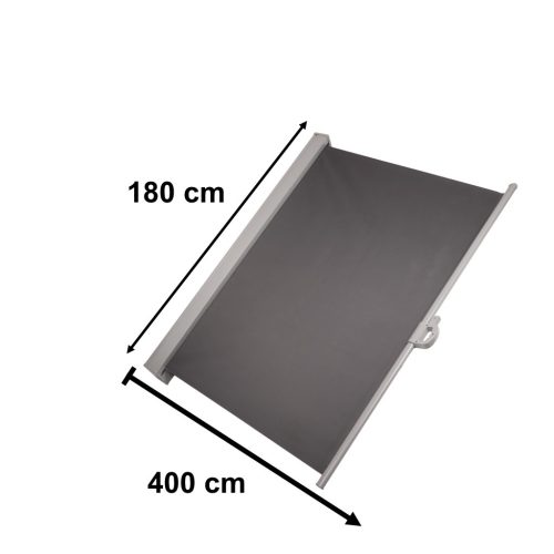 LUARO terasz oldalsó napellenző feltekerhető árnyékoló 180 x 400 cm szürke