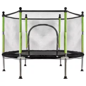   Trambulin otthoni kertbe gyerekeknek, labdahálóval, 140 cm, 55 hüvelykes, zöld