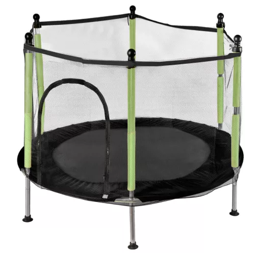 Trambulin otthoni kertbe gyerekeknek, labdahálóval, 140 cm, 55 hüvelykes, zöld