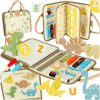 Montessori szenzoros manipulációs tábla bőrönd dinoszauruszok