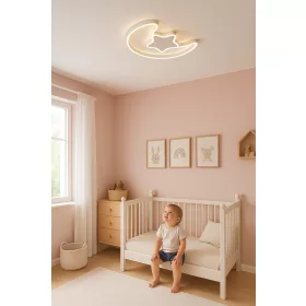   LED mennyezeti lámpa gyerekszobába dimmelhető LUMELA + távirányító hold fehér