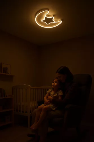 LED mennyezeti lámpa gyerekszobába dimmelhető LUMELA + távirányító hold fehér