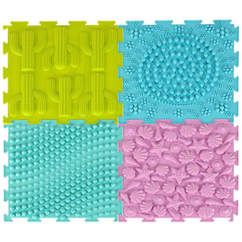 Montessori szenzoros szőnyeg talpmasszázshoz, 8 elem pasztell színben