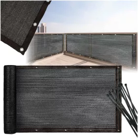   LUARO erkélytakaró árnyékoló háló erkélyre és teraszra 150g/m2 105x700cm UV + kábelkötegelők