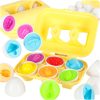 Oktató puzzle válogató, illeszkedő formák, montessori tojások, gyümölcsök, zöldségek 6 db