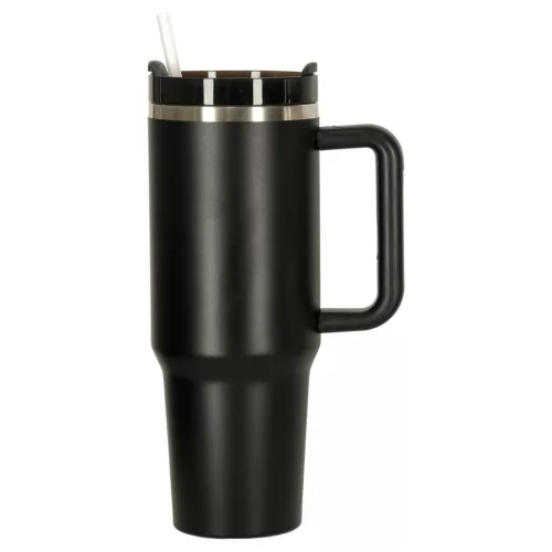 Termikus bögre szívószállal és fogantyúval termosz 1200ml fekete